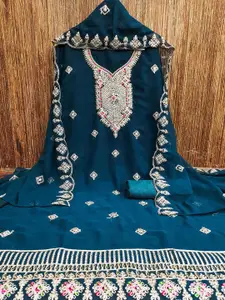 MANVAA Ethnic Motifs Embroidered Sequinned Unstitched Dress Material