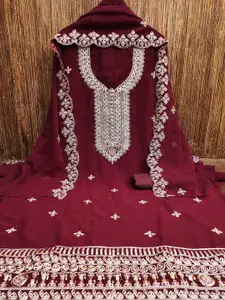 MANVAA Floral Embroidered Sequinned Silk Georgette Unstitched Dress Material