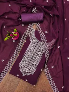 MANVAA Floral Embellished Silk Georgette Unstitched Dress Material