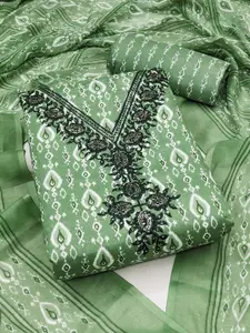 MANVAA Ethnic Motifs Printed Thread Work Unstitched Dress Material