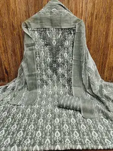 MANVAA Ethnic Motifs Printed Thread Work Unstitched Dress Material