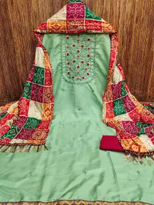 MANVAA Floral Embroidered Sequinned Unstitched Dress Material