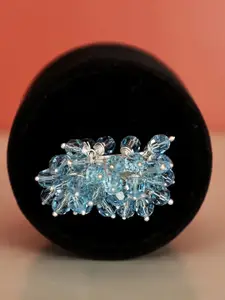 Exotic India Blue Topaz with Unbelievable Swarovski Gypsy Sterling Silver Ring