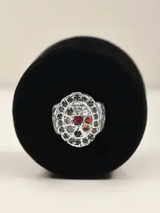 Exotic India Sterling Silver Navaratna Ring