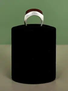 Exotic India Carnelian Sterling Silver Rectangular Ring