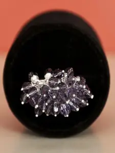 Exotic India Amethyst with Unbelievable Swarovski Gypsy Sterling Silver Ring