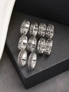 NVR Set Of 5 Silver-Plated Oxidised Toe Rings
