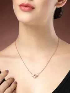 NVR Rose Gold Plated American Diamond Necklace