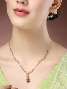 NVR Gold Plated Artificial Stones and Beads Necklace