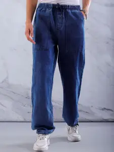 The Indian Garage Co Men Mid-Rise Relaxed Fit Drawstring Slash Knee Jeans