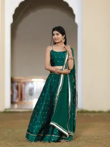 Indi INSIDE Embellished Silk Ready to Wear Lehenga & Unstitched Blouse With Dupatta