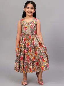 BAESD Girls Floral Printed Fit & Flare Midi Dress