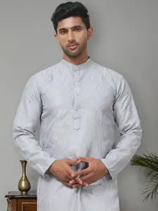 Anouk Mandarin Collar Embroidered Regular Chikankari Straight Kurta with Pyjamas