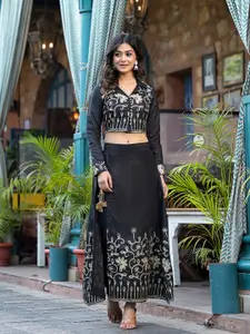 AKS Couture Embroidered Gotta Patti Cotton Ready to Wear Lehenga & Blouse