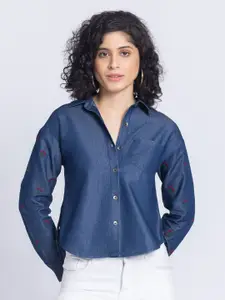 SHAYE Women Embroidered Smart Opaque Casual Shirt