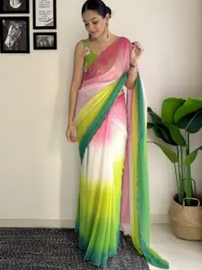 LeeliPeeri Designer Ombre Embroidered Pure Georgette Heavy Work Holi Saree