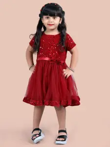 Shrithi Fashion Fab Girls Embellished Velvet Fit & Flare Dress
