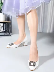 CORSICA Women Pointed Toe Pumps Block Heel With Western - Embellished