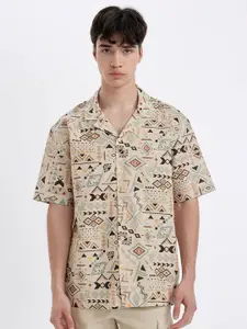 DeFacto Men Opaque Abstract Printed Pure Cotton Casual Shirt