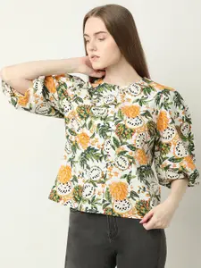 Vero Moda Women Tropical Print Tropical Cotton Wrap Top