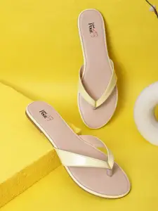 LOUD POUT Women Open Toe T-Strap Flats