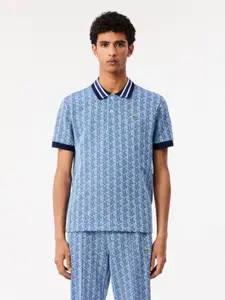 Lacoste Men Printed Polo Collar Applique T-shirt
