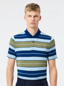 Lacoste Men Striped Polo Collar Pockets T-shirt