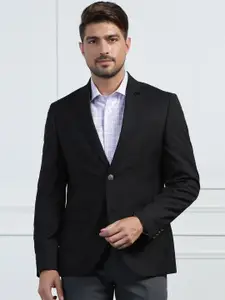 Blackberrys Self Design Notched Lapel Collar Satin Slim-Fit Single-Breasted Blazer