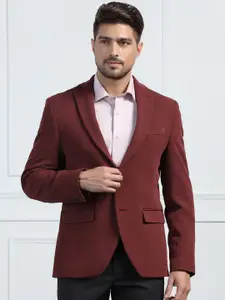 Blackberrys Notched Lapel Slim Fit Single-Breasted Satin Formal Blazer
