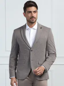 Blackberrys Textured Notched Lapel Slim Fit Single-Breasted Satin Formal Blazer