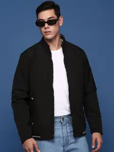 SHOWOFF Men Windcheater Longline Bomber with Patchwork Jacket