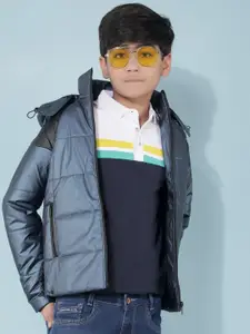 Crimsoune Club Boys Colourblocked  Hooded Casual Lightweight Padded Jacket