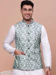 SHOWOFF Woven-Design Slim-Fit Nehru Jacket