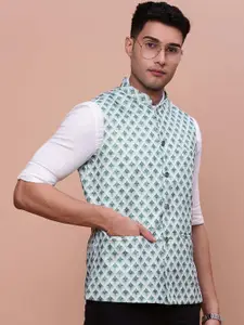SHOWOFF Printed Slim-Fit Nehru Jacket
