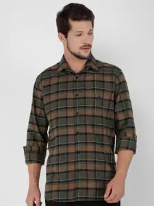 Crimsoune Club Men Classic Slim Fit Tartan Checks Opaque Checked Casual Shirt
