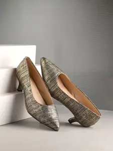 CLOG LONDON Women Printed Pointed Toe Block Pumps Heels