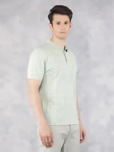 Crimsoune Club Men Checked Polo Collar Cotton Slim Fit T-Shirt