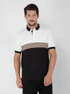 Crimsoune Club Men Colourblocked Colourblocked Polo Collar Cotton Slim Fit T-Shirt