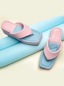 Try Me Women Colourblocked Party Square Toe Block Sandal Heels