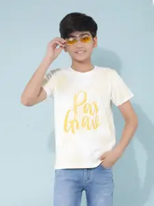 Crimsoune Club Boys Typography Printed Round Neck Cotton Slim Fit T-Shirt