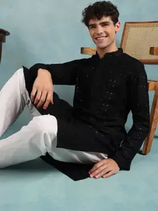 Ethnic Bay Geometric Embroidered Sequins Straigth Kurta