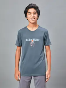 Technosport Boys Typography Printed UPF50 Sun Protection Slim Fit Sports Tshirt