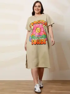 Athena Ample Plus Size Graphic Printed T-shirt Dress