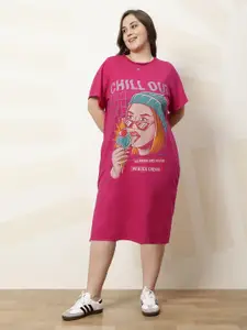 Athena Ample Cotton Printed T-shirt Midi Dress