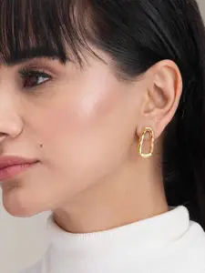PALMONAS Gold-Plated Teardrop Shaped Studs Earrings