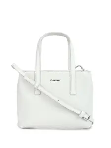 Calvin Klein Women Checked PU Oversized Structured Satchel with Quilted