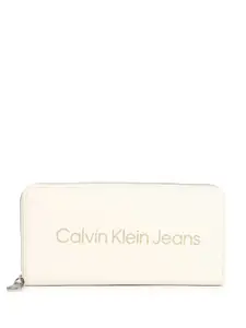 Calvin Klein Women Brand Logo Printed PU Zip Around Wallet