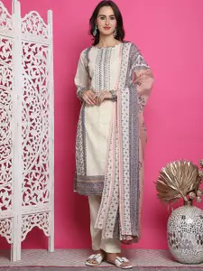 Stylee LIFESTYLE Floral Digital Printed Thread Work Unstitched Dress Material