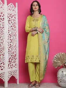 Stylee LIFESTYLE Floral Embroidered Sequinned Pure Silk Unstitched Dress Material