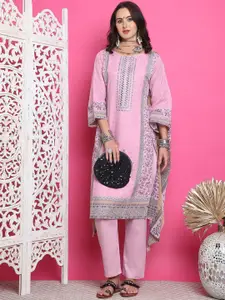 Stylee LIFESTYLE Floral Digital Printed Thread Work Unstitched Dress Material